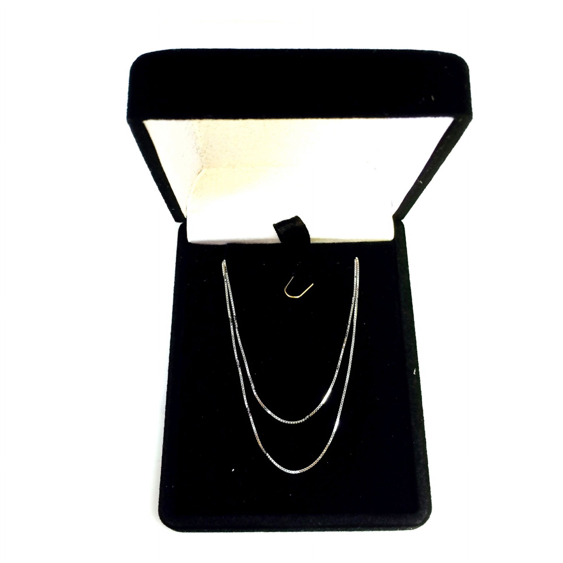 14k 20" White Gold 0.6mm Shiny Classic Box Chain with Spring Ring Clasp.