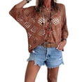 thumbnail image 3 of Crochet Lattice Tops For Women Womens Tops Short Sleeve Tops For Women Beachy Tops For Women Blouses For Women Dressy Casual Trending Womens Clothes Short Sleeve Crochet Sweater, 3 of 5