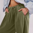 thumbnail image 6 of Brglopf Womens Baggy Wide Leg Pants Cotton Linen Elastic Waisted Loose Palazzo Harem Pants Beach Lounge Trousers with Pockets, 6 of 9