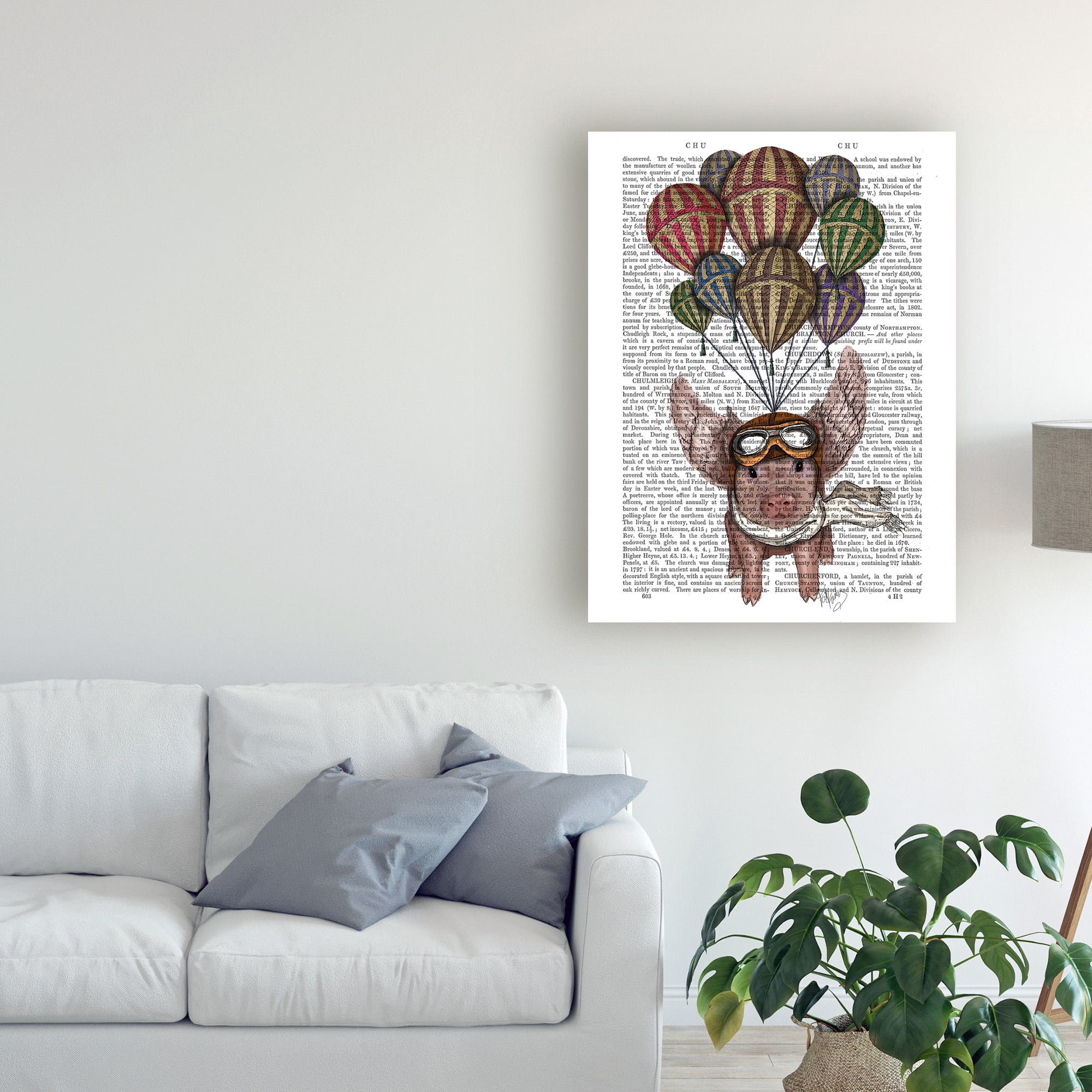 Trademark Fine Art 'Pig And Balloons' Canvas Art by Fab Funky