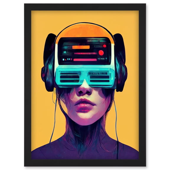 The Gamer Streaming VR Headset Retro Futurist Kids Artwork Framed Wall Art Print A4