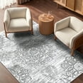 thumbnail image 5 of MeyJey Boho Indoor Area Rug 9'x12' Non-Slip Machine Washable Vintage Distressed Floor Carpet for Living Room Bedroom Dining Kitchen Hallway, Light Gray, 5 of 15
