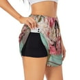 thumbnail image 3 of Lsque Vintage Typewriter Floral Printed Women's Running Shorts with Liner Pockets,Elastic Quick Dry Workout Athletic Gym Yoga Shorts,Womens High Waist Shorts-Medium, 3 of 9