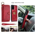 thumbnail image 4 of Feishell Galaxy S20 Plus Wallet Case, Multi-Functional Premium Leather Folio Removable Cover with Zip Purse ID Credit Card Holder & Detachable Magnetic Case For Samsung Galaxy S20 Plus, Red, 4 of 9