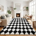 thumbnail image 6 of UNTIMATY 8'x10' Shag Area Rugs for Living Room Ultra-Soft High-Pile Fluffy Checkered Rug Non-Slip Carpet Rugs for Bedroom , Black White, 6 of 7