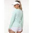 thumbnail image 5 of QUALICOS Protección Solar UPF 50+ Rash Guard Manga Larga Protección UV Playera Camisas para Mujer con Senderismo Correr Pesca Tops Azul Claro （talla M）, 5 of 5
