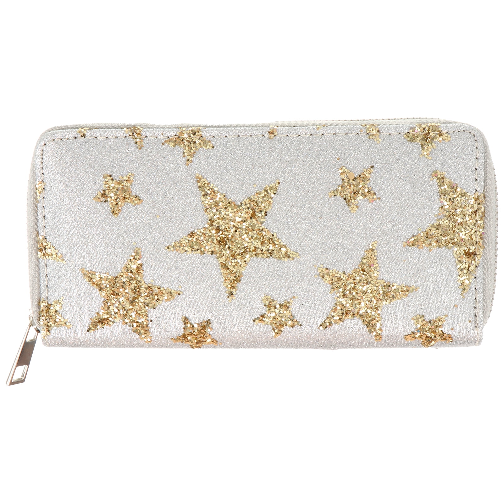 Star Printed PU Leather Long Wallet Clutch Bag Purse with Zipper
