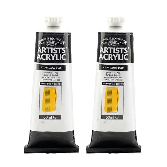 Winsor & Newton Professional Acrylic Colors, 60 mL, Azo Deep Yellow, 39, Pack of 2