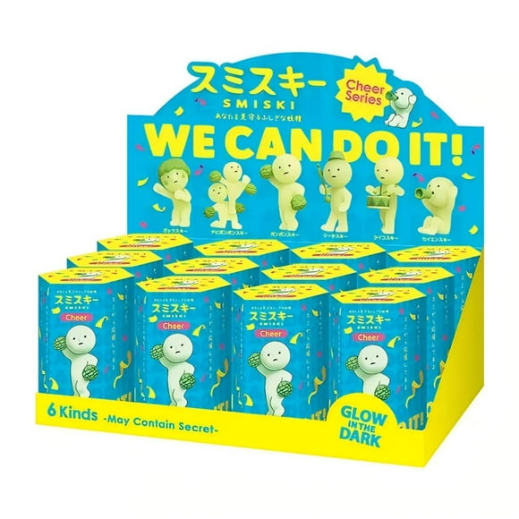Cute Smiski Cheer Series Glow in the Dark Decorative Mini Figure Toy Blind Box Set(12 Random Toy Figure), Christmas Birthday Valentine's Day Gift