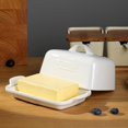 thumbnail image 3 of ADIVEE Large Butter Dish for 1 lb Block of Canadian Butter, Porcelain Butter Keeper Fit a Full Pound Brick of Butter, Butter Container for an Entire Pound Butter, Butter Storage for Counter, White, 3 of 6