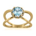 thumbnail image 1 of 0.85 Carat 6MM Round Aquamarine And Diamond Ring In 10K Solid Rose, White & Yellow Gold, 1 of 1