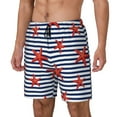 thumbnail image 2 of Uemuo Starfish Navy Blue Stripe Pattern Mens Swim Trunks Quick Dry Board Shorts with Mesh Lining, Stretch Beach Shorts Quick Dry No-Chafing Board Shorts-XX-Large, 2 of 9
