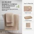 thumbnail image 6 of BedVoyage Luxury Towels, 3pc Set, 600 GSM, Ultra Soft Viscose derived from Bamboo Bath Towel, Super Absorbent, Extra Large – 1 Bath Size, 1 Hand Towel, 1 Washcloth (Champagne), 6 of 7