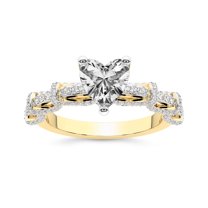 IGI Certified 4 Carat Heart Shape Lab Grown Diamond Engagement Ring | 14K Yellow Gold | Ciara Petite Station Style Diamond Ring | FG-VS1-VS2 Quality Friendly Diamonds