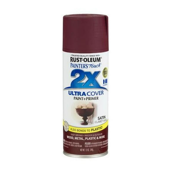 Rust-Oleum Painter's Touch 2X Ultra Cover Paint Primer Satin Claret Wine 12 oz Spray Paint