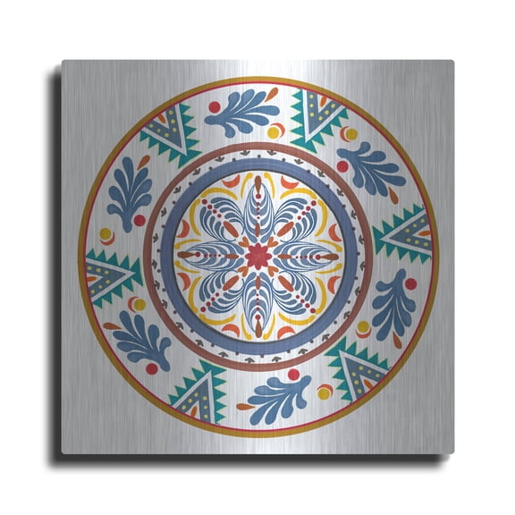 Luxe Metal Art 'Talavera De Moda 4' by Art Licensing Studio Metal Wall Art, 12" x 12"