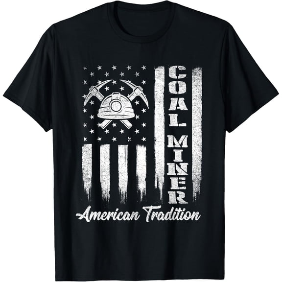 t-shirt Coal Miner - USA Flag Patriotic Underground Mining Laborer T-Shirt.