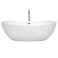 thumbnail image 2 of Rebecca 70 Inch Freestanding Bathtub in White with Floor Mounted Faucet, Drain and Overflow Trim in Brushed Nickel, 2 of 5