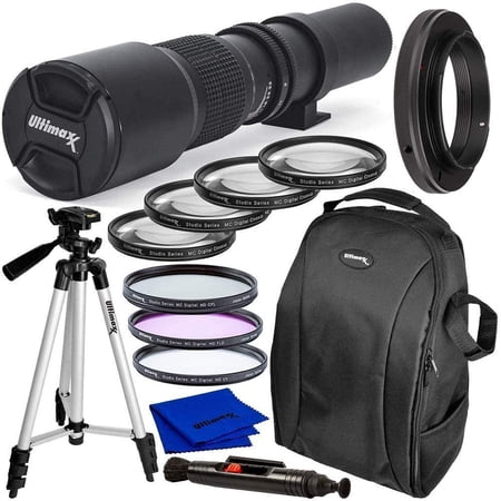Ultimaxx 500mm f/8 (w/ 2x Converter 1000mm) Manual Multi-Coated Preset Telephoto Lens Kit for Canon EOS T5 T5i T6 T7 T6i T6s T7i SL1 SL2 60D 70D 77D 80D 5D III 5D IV 6D 7D 7D II & More