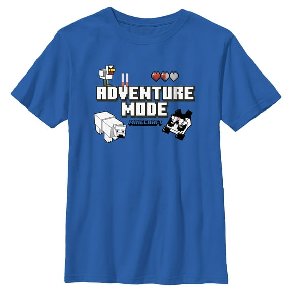 Boy's Minecraft Adventure Mode Bears  Graphic Tee Royal Blue X Small
