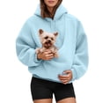 thumbnail image 2 of FUZHIQ Women's Fuzzy Pet Pouch Hoodie Cat Dog Carrier Sweatshirt Round Zipper Opening Kangaroo Pocket Plush Hooded Pullover for Small Pets, 2 of 6