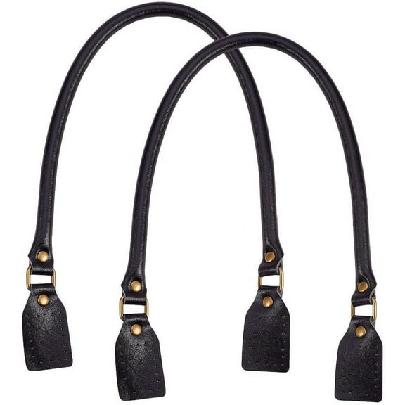 2 pc 2 Pieces 23 Inches Leather Purse Handles Handbags Shoulder Bag Strap Replacement with Alloy Clasps for Purses Making Supplies Black