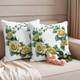 thumbnail image 2 of Yellow Rose Outdoor Waterproof Pillow Covers, Flower Floral Spring Watercolor Green Leaf Decorative Square Throw Pillowcase Sofa Cushion Sham for Patio/Couch/Chair, 18"x18" 2 Pack, 2 of 8