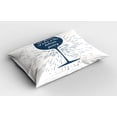 thumbnail image 2 of Ambesonne Wine Pillow Sham 2 Pack, Glass Sun Burst and Words, 26"x20", Night Blue White, 2 of 3