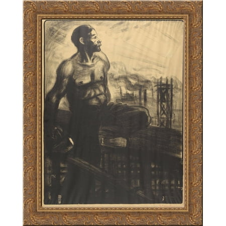 Exposition de Peintures - Dessins et Gravures 24x20 Gold Ornate Wood Framed Canvas Art by Theophile Steinlen