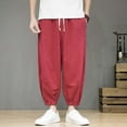 thumbnail image 4 of Mens Loose Straight Cotton Summer Casual Pants - Breathable, Solid Color, Elastic Waist - Daily/Work, 4 of 6
