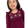 thumbnail image 5 of Wonder Nation Toddler Girls' Embroidered Ruffle Dress with Long Sleeves, Sizes 12M-5T, 5 of 5