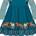 thumbnail image 4 of Millie Loves Lily Girls Teal Unicorn Pony Border Dress & Legging Set,Big Girl Size 6,(2-PCS), 4 of 7