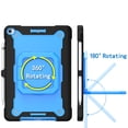 thumbnail image 3 of For Apple iPad 10th Gen 2022 Hybrid Armor 3in1 with 360 Degree Rotating Kickstand & Shoulder Strap Shockproof Cover ,Xpm Phone Case [ Black / Blue ], 3 of 6