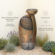 Vase Outdoor Water Fountain, 31.4''H Jar Waterfall Fountain with Warm LED Lights&Durable Pump for Yard, Porches, Home Décor,Garden,Office