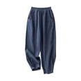thumbnail image 5 of ABATAB Harem Capri Pants for Women Cotton Linen Loose Fit Capris with Pockets Elastic Waisted Soft Comfy Beach Crop Pants, 5 of 7
