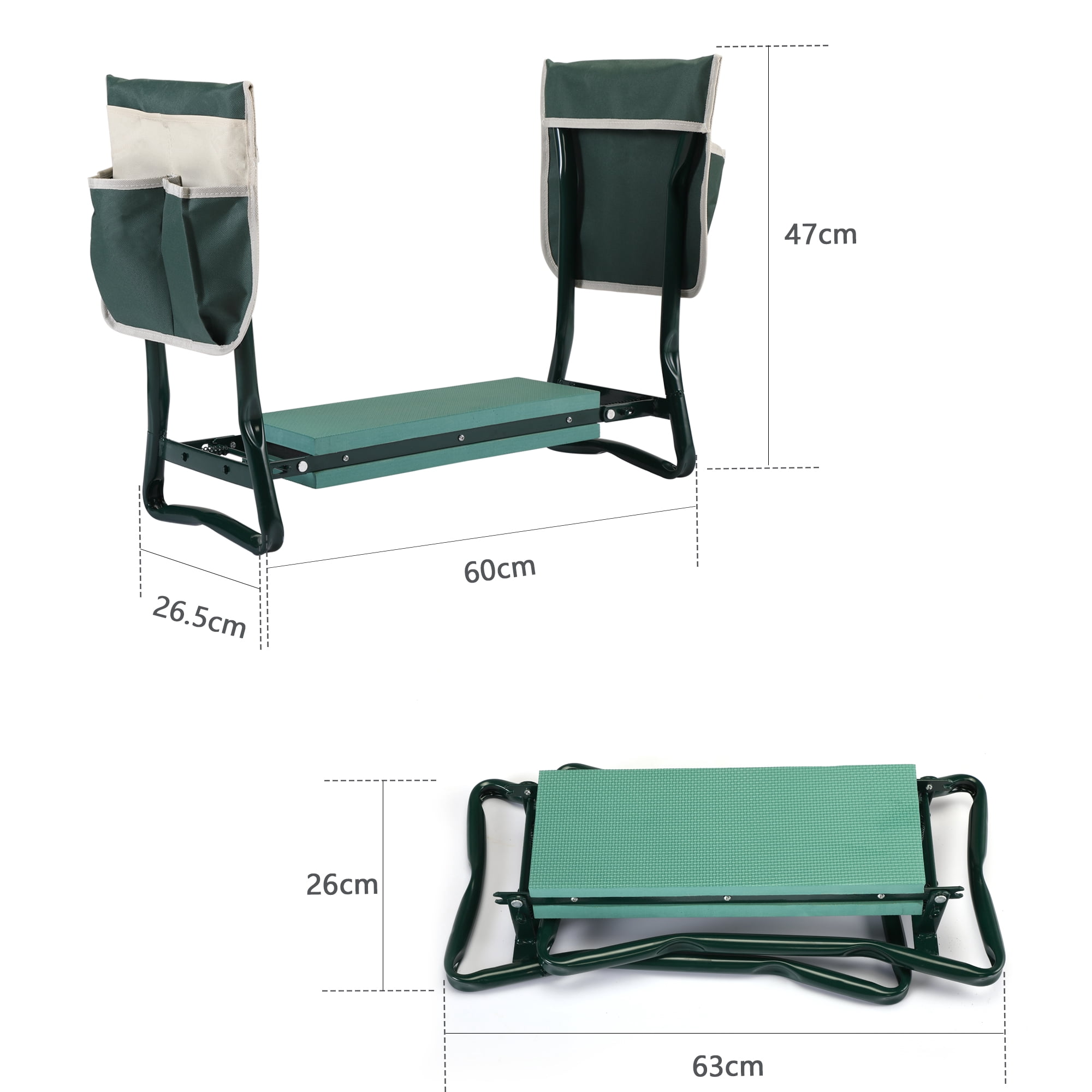 ekezoeloreh 23.23” Folding Gardening Kneeler with Tool Bags and Comfy Kneeling Pad