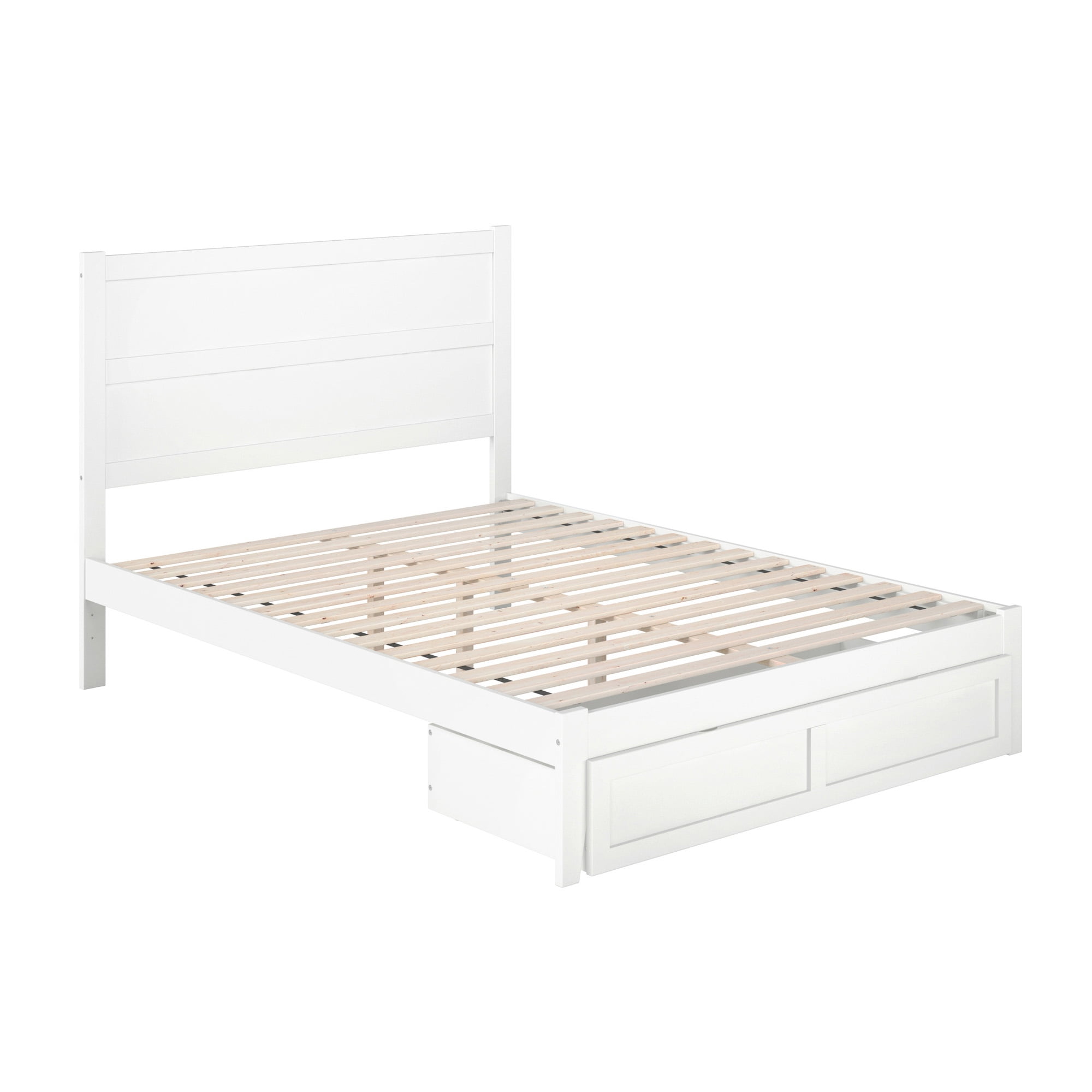 AFI NoHo 14" Queen Wood Platform Bed Frame with Foot Drawer Storage, White