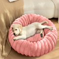 thumbnail image 2 of Btomtd High Weight Plush Pet Beds with Long Hair, Round Winter Comfortable Warm Dog Bed and Cat Bed, Soft and Cozy Pet Mat for Cold Weather, Pink, 2 of 7