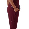 thumbnail image 4 of Mediclo Women's Medical Scrub Pants - Catalina 7 Pockets Elastic Drawstring Waist Eco Friendly Sustainable FYSEL Fabric Tapered Leg Jogger Workwear Burgundy FB2060RBGD06 M, 4 of 7