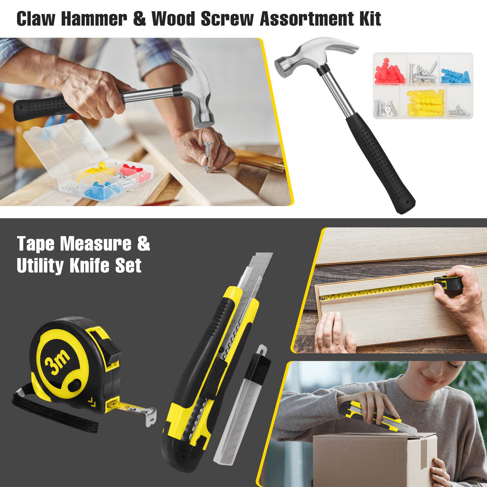 Cshidworld 171 Piece Socket Wrench Auto Repair Tool Combination Package 1/4" Ratchet Wrench, Household Tool Set General Mechanic Tool Kit and Socket Set, Hand Tool Kit with Toolbox Storage Case
