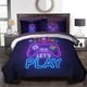 thumbnail image 1 of Cama en una bolsa de juegos de cama, Trippy Gamer Juego de edredón de neón púrpura azul,, 1 of 7