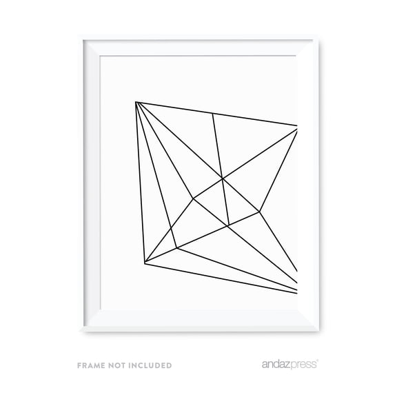 Terrarium Geometric Shapes Origami Wall Art Black White Minimalist Print