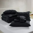 thumbnail image 2 of LammaLoe California King Size comforter Sets, 7 Piece Bed In A Bag Pintuck Bedding Sets, BLK, 2 of 6