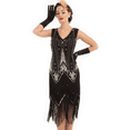 thumbnail image 1 of PrettyGuide Women's Flapper Dresses Sequin Pearl Fringe Dress V Neck 1920s Dress Art Deco Great Gatsby Dress, 1 of 8