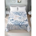 thumbnail image 4 of Coastal Coral Flat Sheets Only Full Size, Soft Breathable Bed Top Sheets for Mattress, Vintage Ocean Blue Starfish Conch Nature Luxury Bedding Flat Sheets for Home Hotel Bedroom Bed Protection, 4 of 9