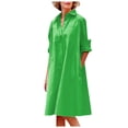 thumbnail image 1 of Vestido camisero largo con solapa y botones para mujer - Informal, color liso, primavera-verano, largo midi, 1 of 6