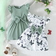 thumbnail image 2 of HWJAD 2 Pack Summer Dress and Headband for Baby Girls 6M-3Y Ruffles Sleeveless A-Line Dresses for Toddler Kids Casual Sundress Clothes, 2 of 9