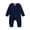 Navy, variant on Baby Boy Girl Ribbed Romper, Cute Long Sleeve Jumpsuit with Button Neck, Soft Knit Bodysuit with Snaps, Essential Newborn Clothes, Neutral Fall Outfit