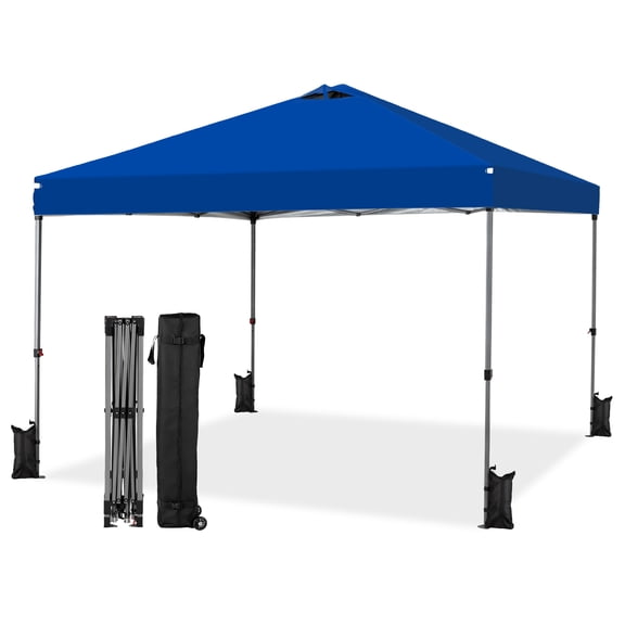 SHOUFTW SHADES 10x10 Pop Up Canopy Ten,Easy Setup Instant Outdoor Canopy with Vented Top and Wheeled Bag,Blue