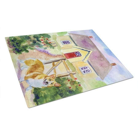 

Caroline s Treasures Pembroke Corgi Cottage Visit Glass Cutting Board Large